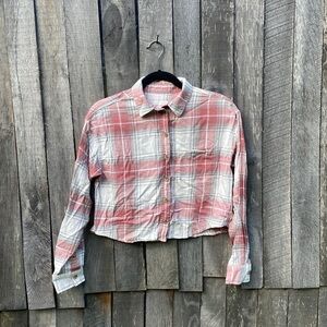 𝅺american Eagle Flannel Crop Top shirt size XS